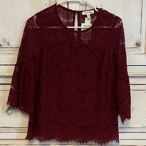 Deep Red Lace Blouse